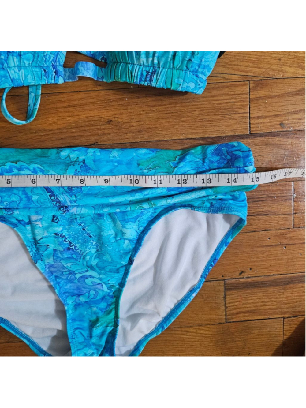 LAUREN Ralph Lauren Blue Teal Bikini Swimsuit Medium Large - Picture 7 of 7
